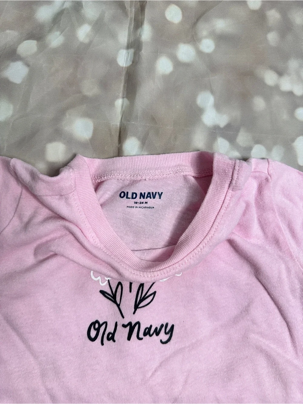 Old Navy Light Pink Tee with Small Floral Graphic